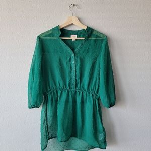 SEE THROUGH GREEN BLOUSE SIZE SMALL